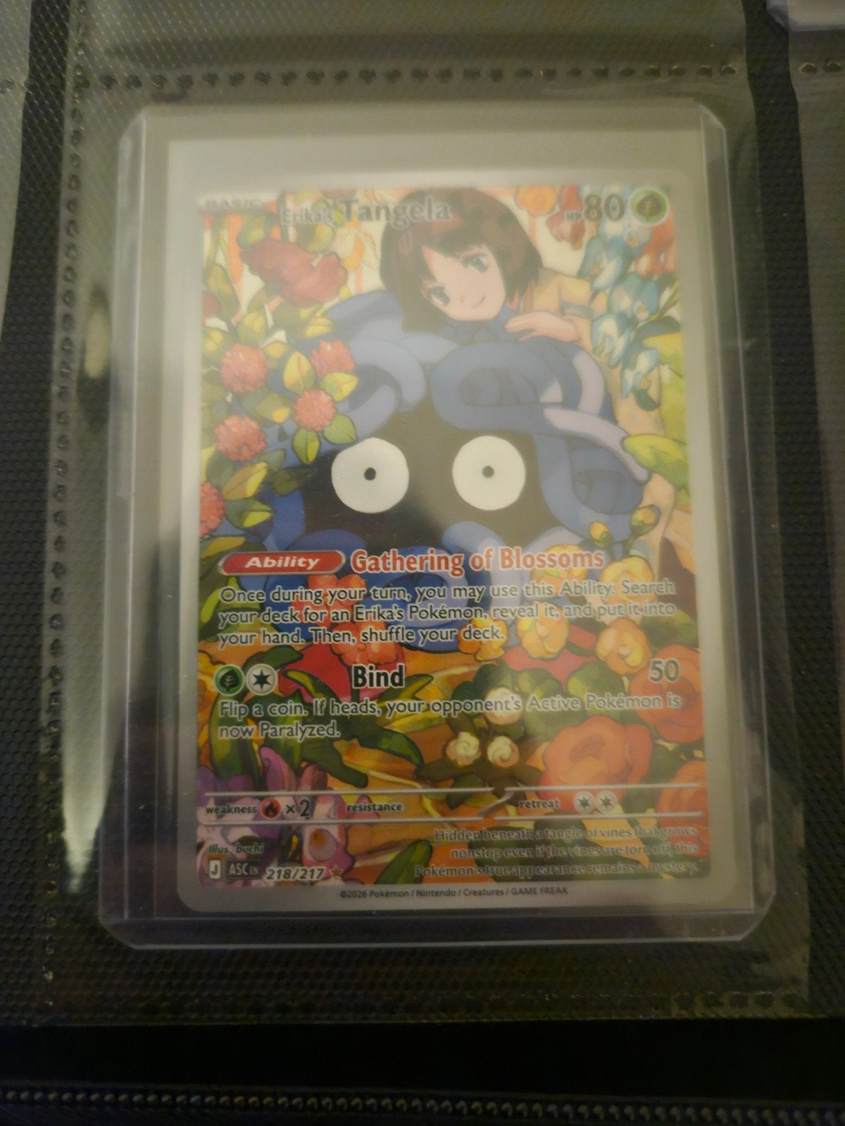 Pokemon Erika's Tangela 218/217 Ascended Heroes, Ophalen of Verzenden, Zo goed als nieuw, Losse kaart, Foil