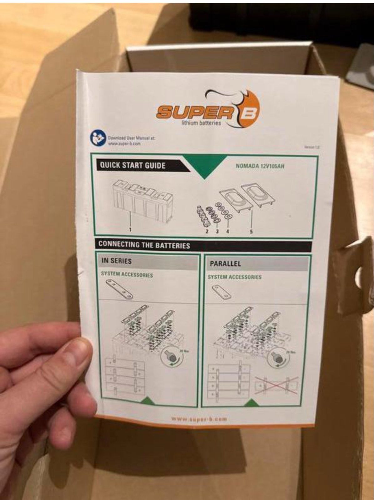 Super B Nomada 12V105Ah Lithium Accu (2 stuks), Ophalen of Verzenden, Gebruikt, Universele onderdelen