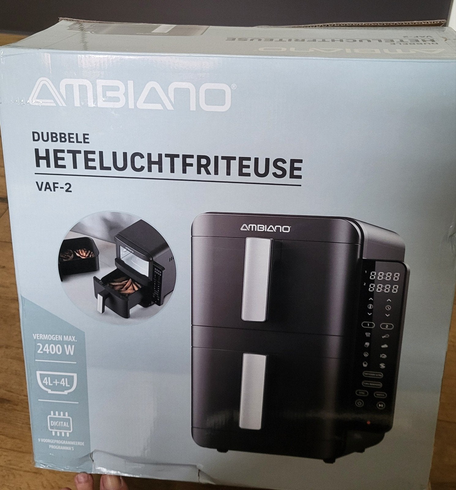 Ambiano Dubbele Heteluchtfriteuse VAF-2 - Zo goed als nieuw, Witgoed en Apparatuur, Ophalen of Verzenden, Zo goed als nieuw, Airfryer XXL
