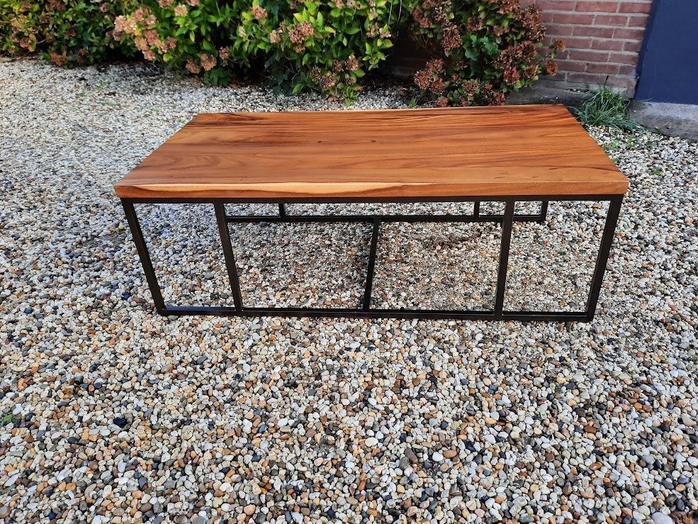 Salontafel Teak, Industrieel, Huis en Inrichting, Zo goed als nieuw, Industrieel, Teakhout, 100 tot 150 cm