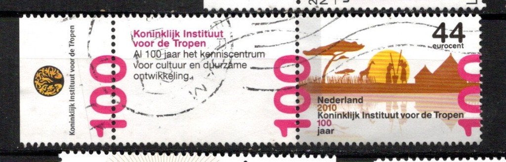 gestempelde zegel. Jaar 2010:  jubileumzegel met 2x tab, Ophalen of Verzenden, Na 1940, Gestempeld