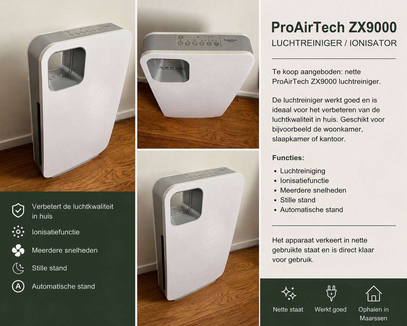 ProAirTech ZX9000 Luchtreiniger / Ionisator – Werkt Perfect, Ophalen of Verzenden, Gebruikt, Luchtreiniger