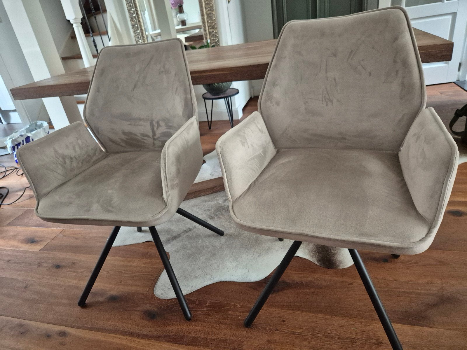 Moderne eetkamerstoelen - Set van 3 kleur: beige, Overige kleuren, Drie, Zo goed als nieuw, Metaal