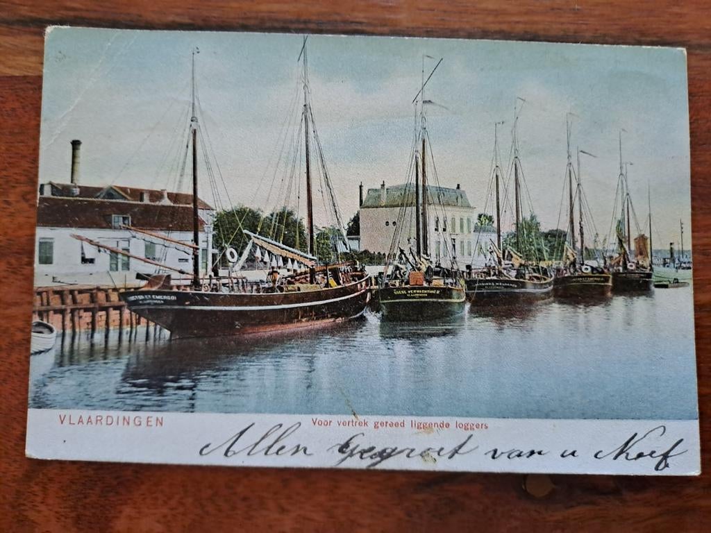 Vlaardingen,loggers in Haven, gelopen, Ophalen of Verzenden, Voor 1920, Zuid-Holland