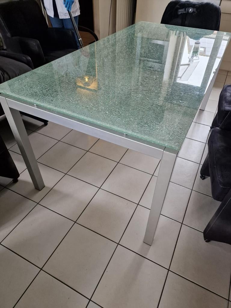 Salontafel en eettafel met glazen plaat, Ophalen of Verzenden, Zo goed als nieuw, Rechthoekig, 50 tot 100 cm