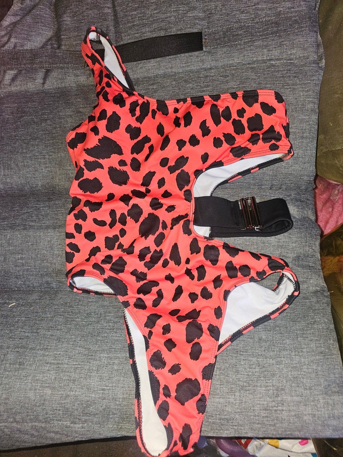 Leopard print badpak met cut-outs, Nieuw, Badpak, Onbekend, Meerkleurig