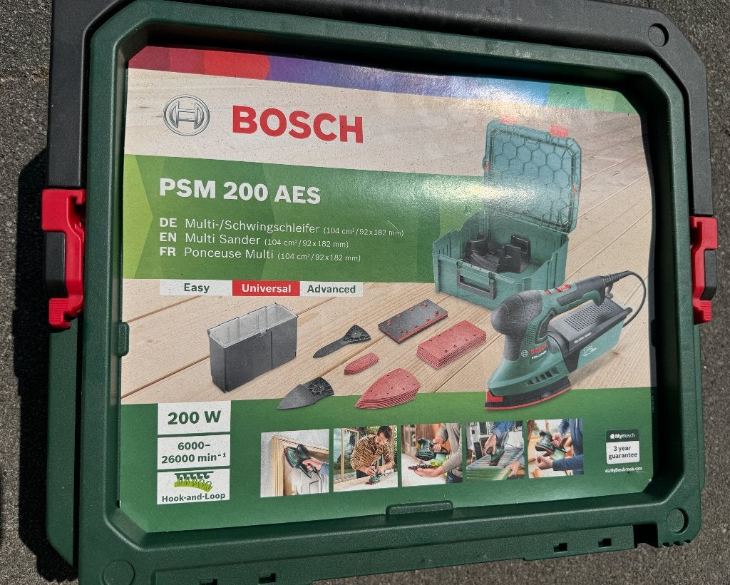 schuurmachine BOSCH PSM 200 AES met stofopvang, Ophalen of Verzenden, Nieuw, Minder dan 600 watt, Vlakschuurmachine