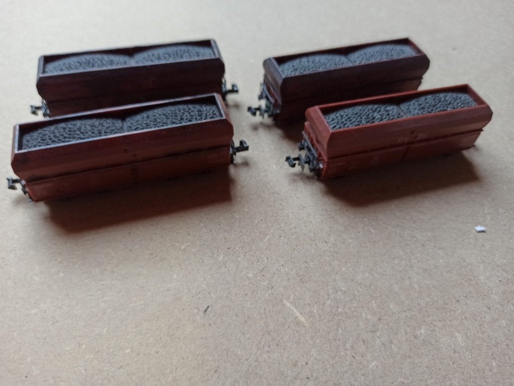 Set van 4 ertswagens, Hobby en Vrije tijd, Modeltreinen | N-Spoor, Overige merken, Gebruikt, Gelijkstroom, Wagon