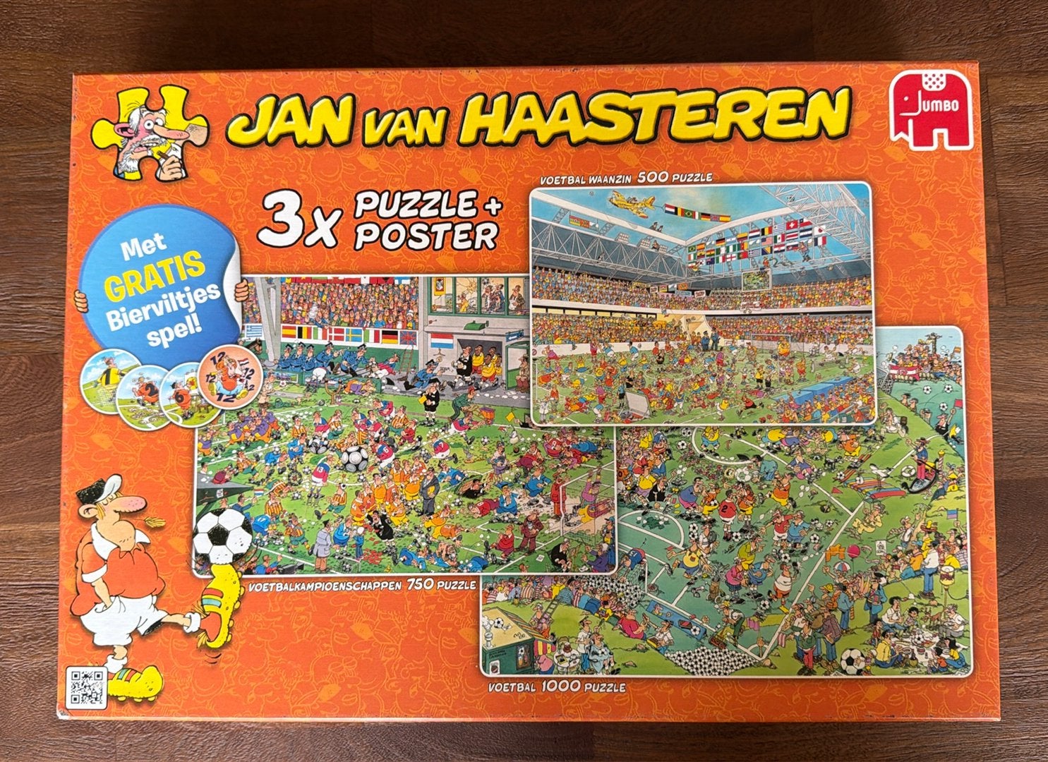 Jan van Haasteren - voetbalpuzzel (3 stuks), Hobby en Vrije tijd, Ophalen, 500 t/m 1500 stukjes, Zo goed als nieuw, Legpuzzel
