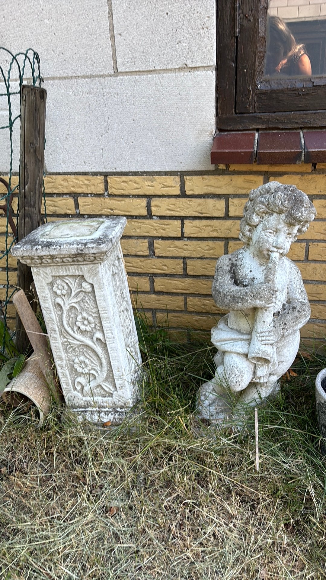 betonnen engel marmeren sokkel, Ophalen, Gebruikt, Engelenbeeld