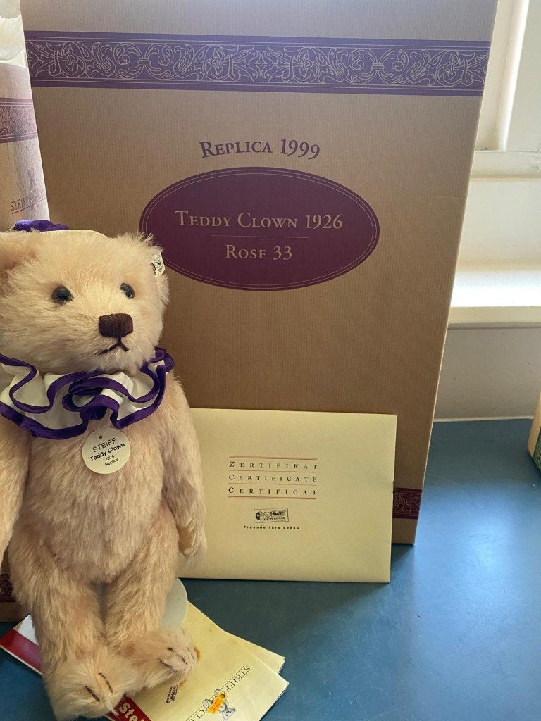 Steiff Teddy Clown beer 1999, Verzamelen, Beren en Cherished Teddies, Ophalen of Verzenden, Zo goed als nieuw, Stoffen beer, Steiff