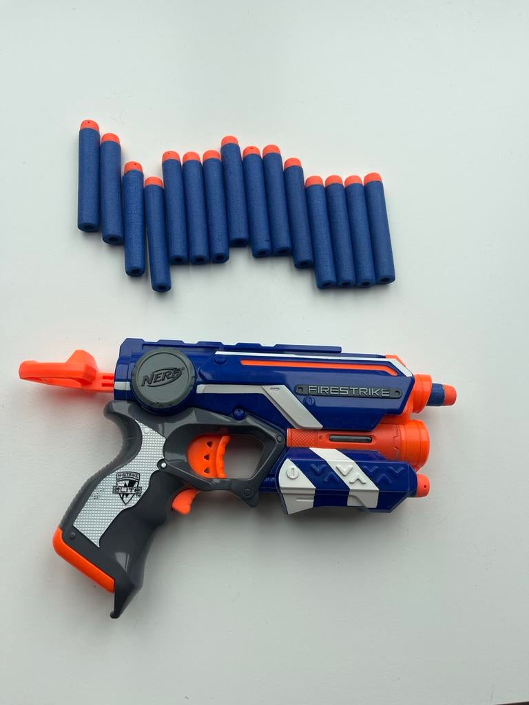 Nerf N-Strike Elite Firestrike met 20 kogels, Ophalen of Verzenden, Zo goed als nieuw, Jongen of Meisje