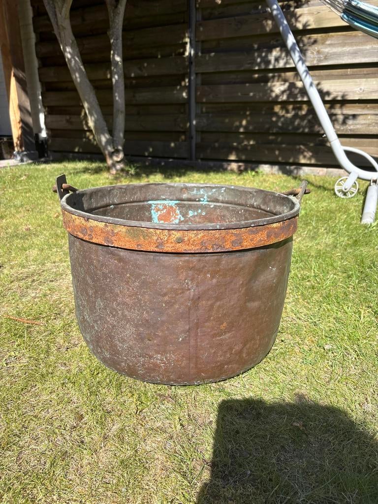 Antieke Koperen Ketel / Bloempot, Ophalen, Zo goed als nieuw