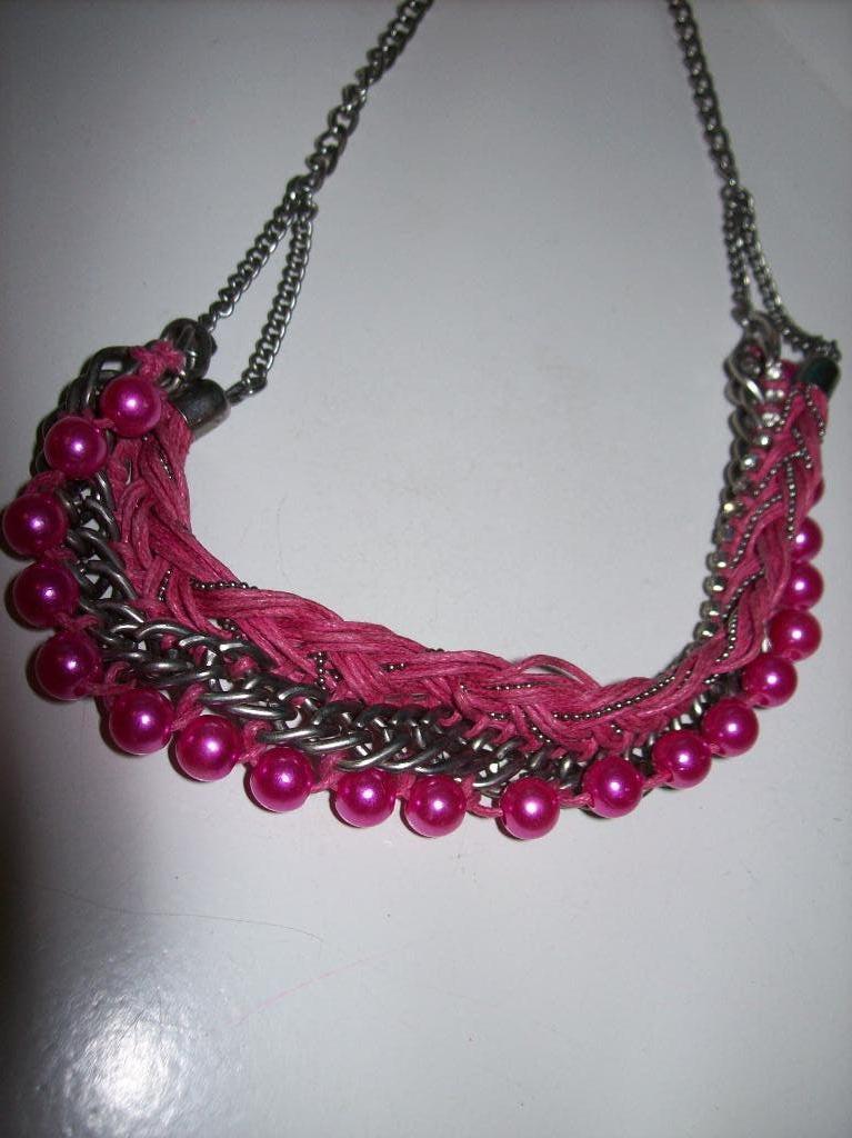 Ketting Zilvertint Roze koord en Fraai Parel Kralen, Verzenden, Nieuw, Roze, Overige materialen