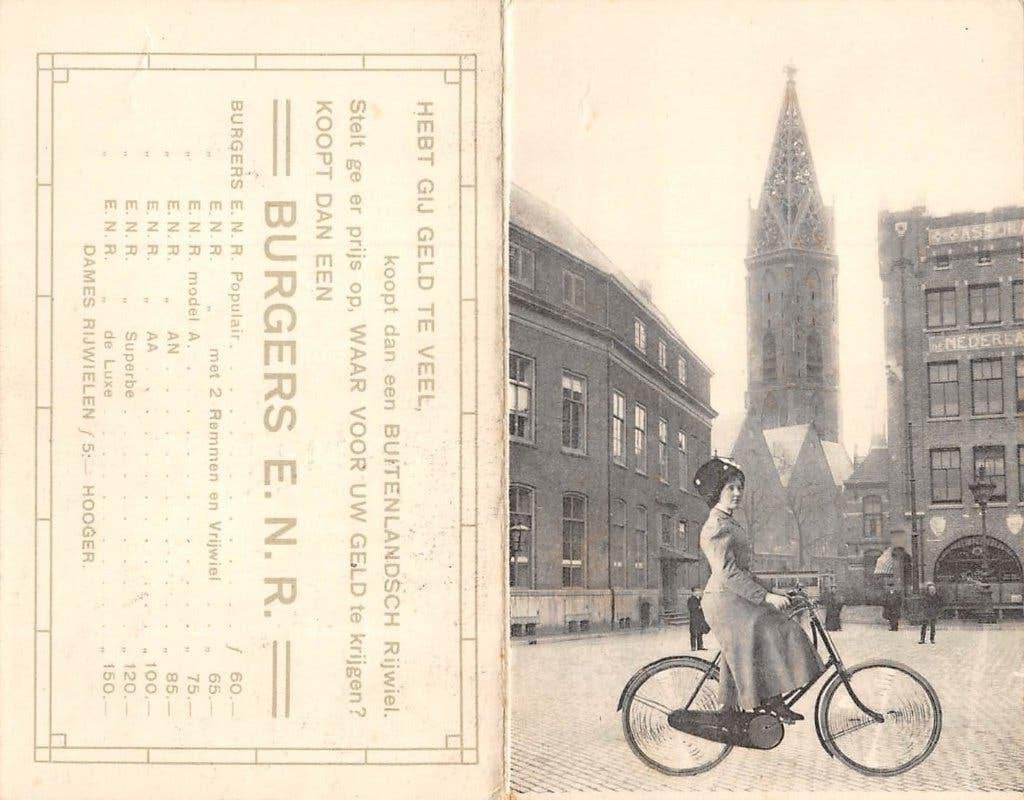 Deventer reclame Burgers fietsen Eerste Ned. Rijwielfabriek, Verzamelen, Ophalen of Verzenden, Voor 1920, Ongelopen, Overijssel