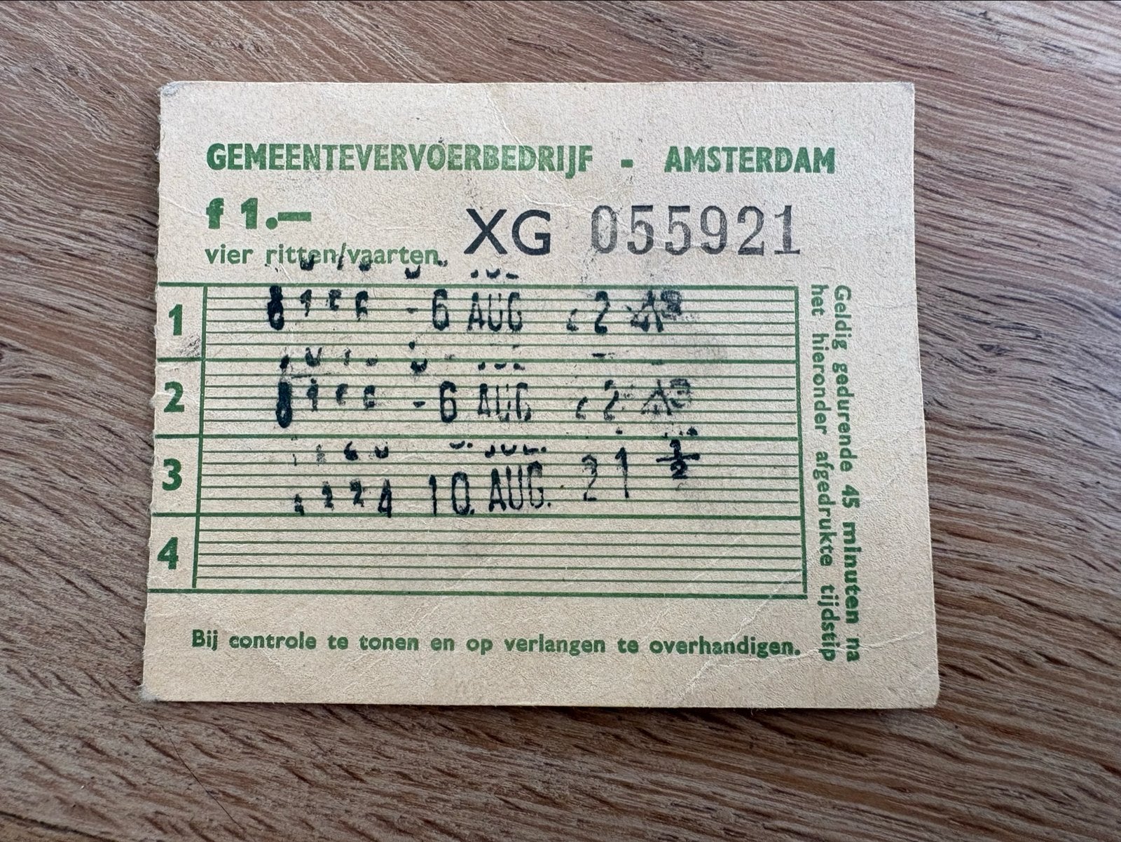 Oude strippenkaart Gemeentevervoerbedrijf Amsterdam, Ophalen of Verzenden, 1960 tot 1980, Nederland, Knipsel(s)
