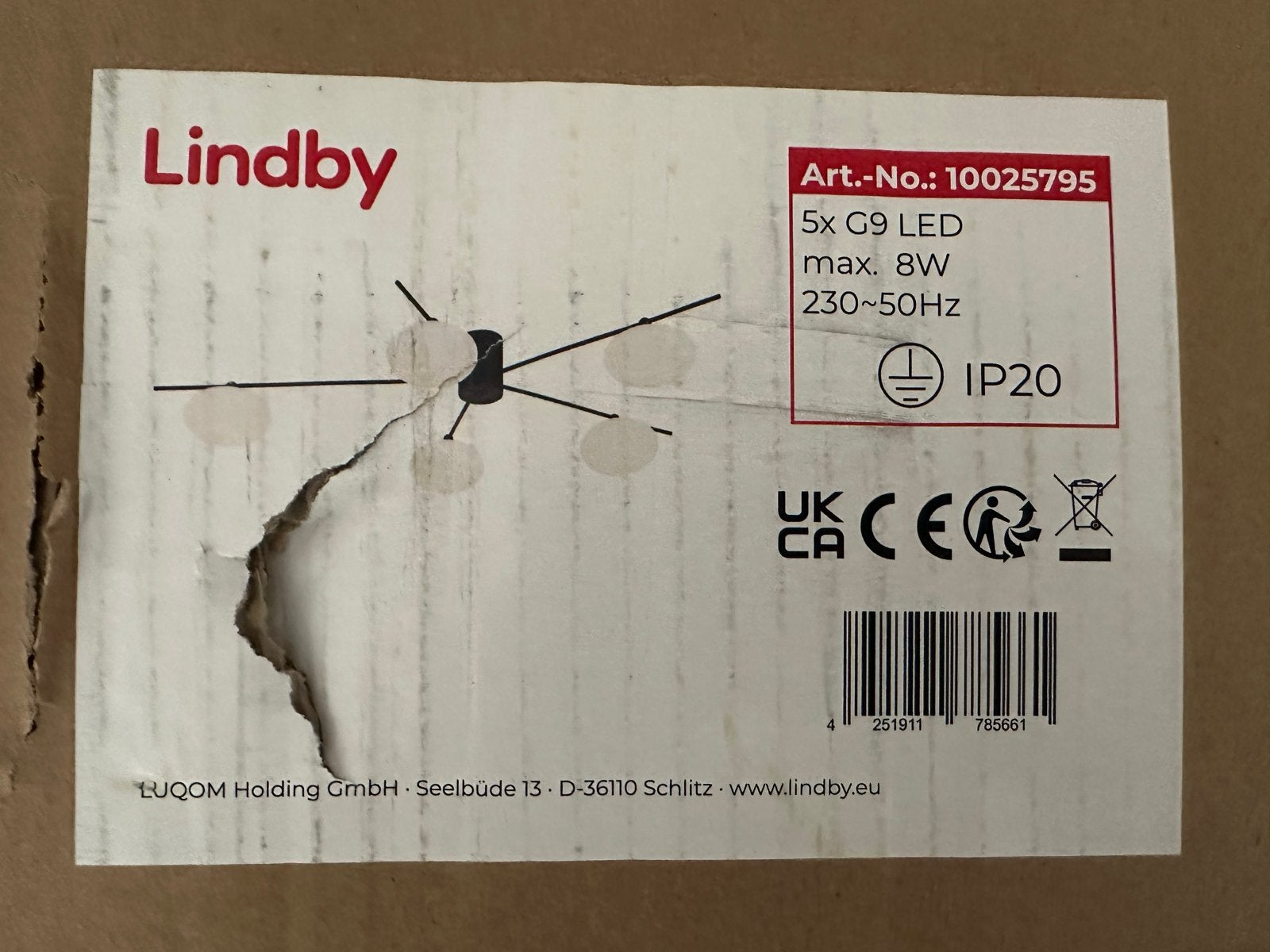 Lindby plafondlamp 5x G9 LED - Nieuw in doos, Lindby, LED, Nieuw, Ophalen of Verzenden