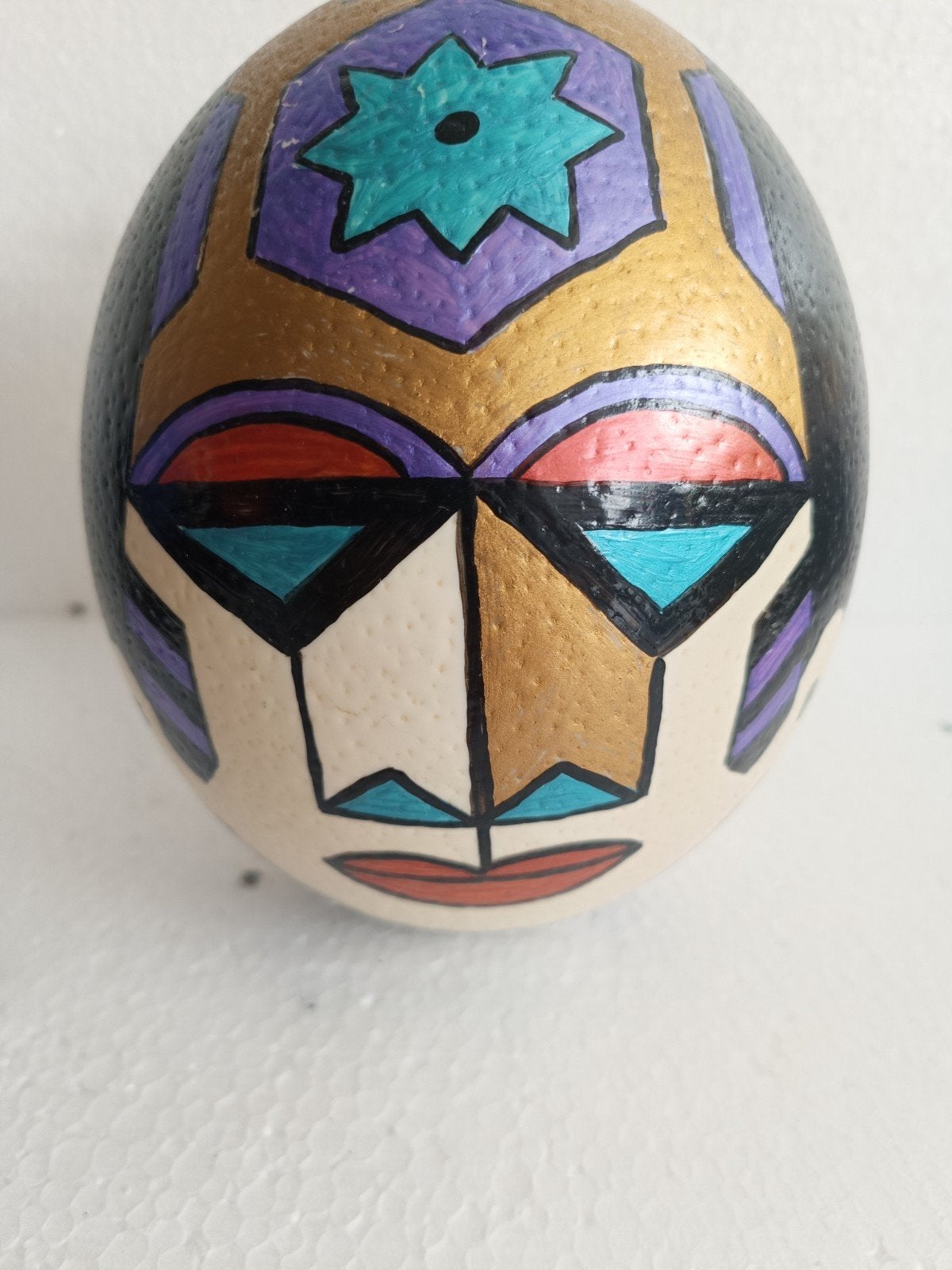 Uniek beschilderd struisvogelei - Afrikaanse kunst, Ophalen of Verzenden