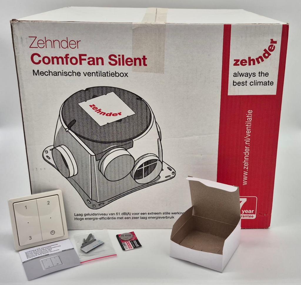 Nieuwe Zehnder ComfoFan Silent (MV box) incl. RFZ bediening, Ophalen of Verzenden, Nieuw, Ventilator en Afzuiger