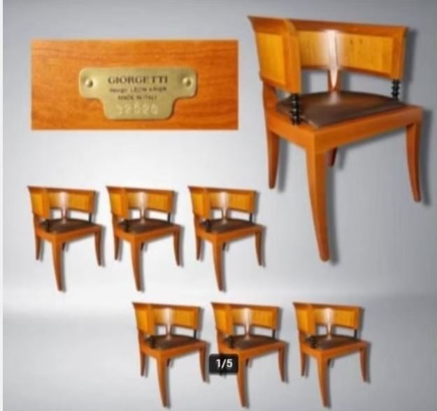 vintage Giorgetti design Sella stoelen Lèon Krier stukprijs, Ophalen, Hout, Zo goed als nieuw, Vintage italy design