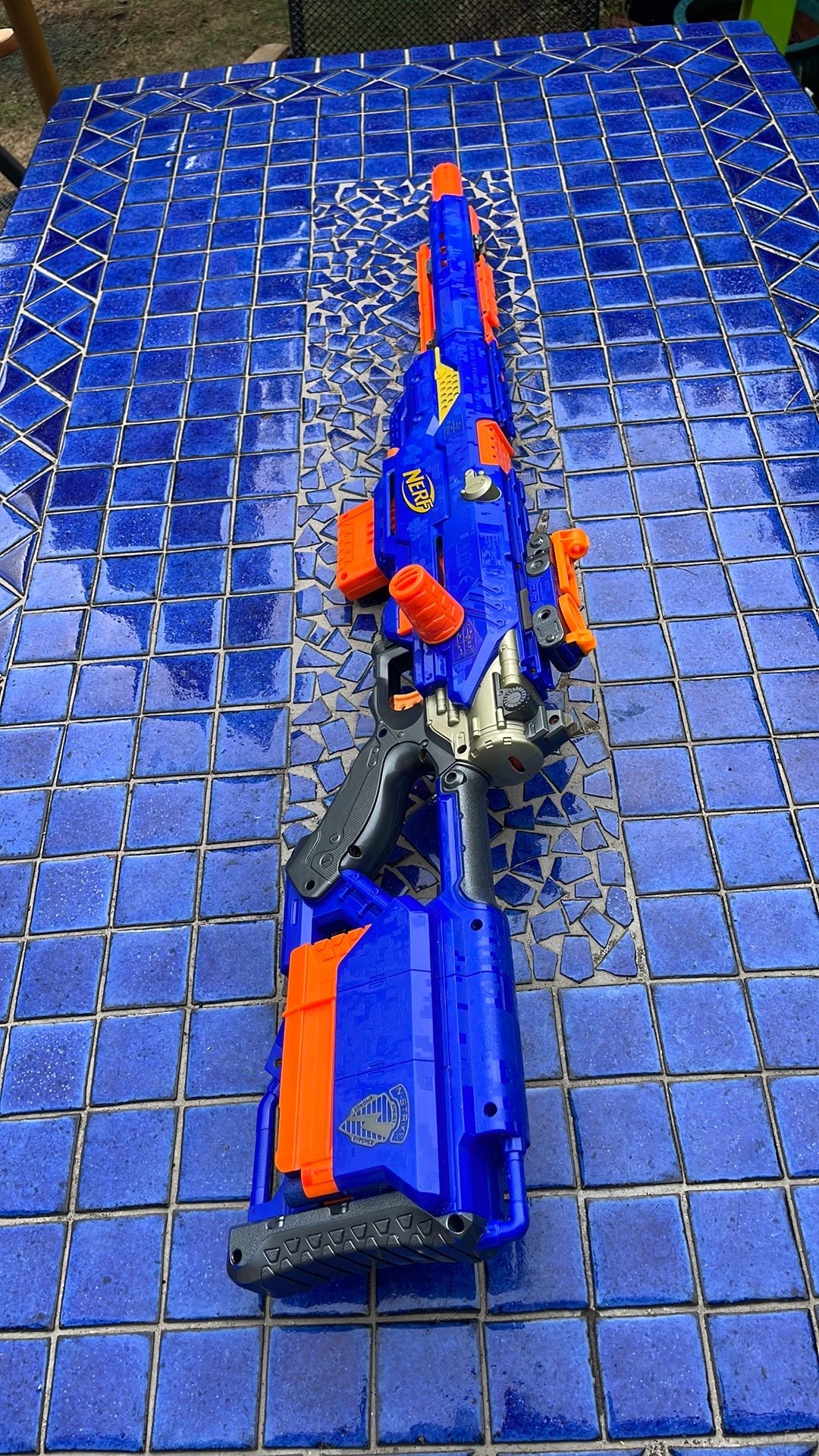 Nerf LongStrike CS-6 Sniper Rifle blauw, Ophalen, Gebruikt