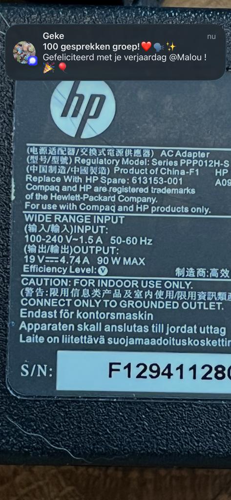 HP Probook Oplader Adapter 19V 4.74A 90W, Computers en Software, Laptop-opladers, Zo goed als nieuw, Ophalen of Verzenden