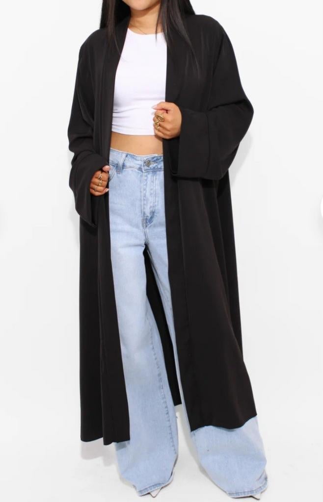 Onesize zwarte Silky stof petite Abaya/Kimono, Ophalen of Verzenden, Nieuw