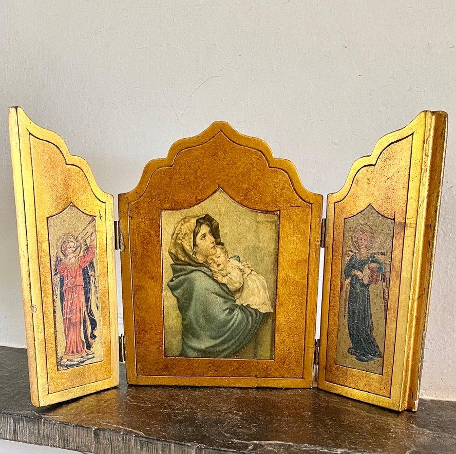 Drieluik icoon Maria met Kind, Antiek en Kunst, Ophalen of Verzenden