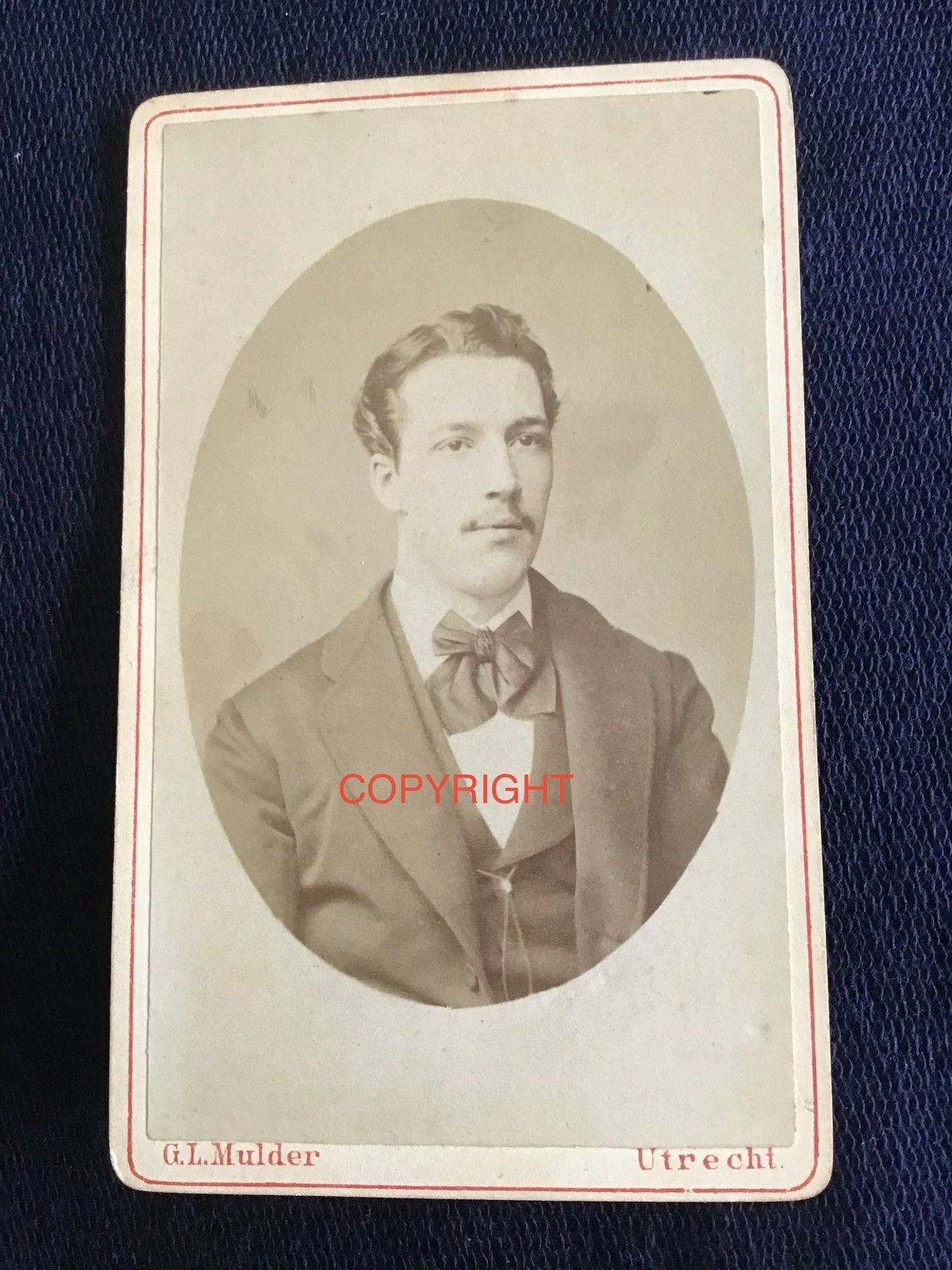 CDV, Man, G.L. MULDER, UTRECHT, Carte de Visite 2, Ophalen of Verzenden, Voor 1940, Gebruikt, Foto