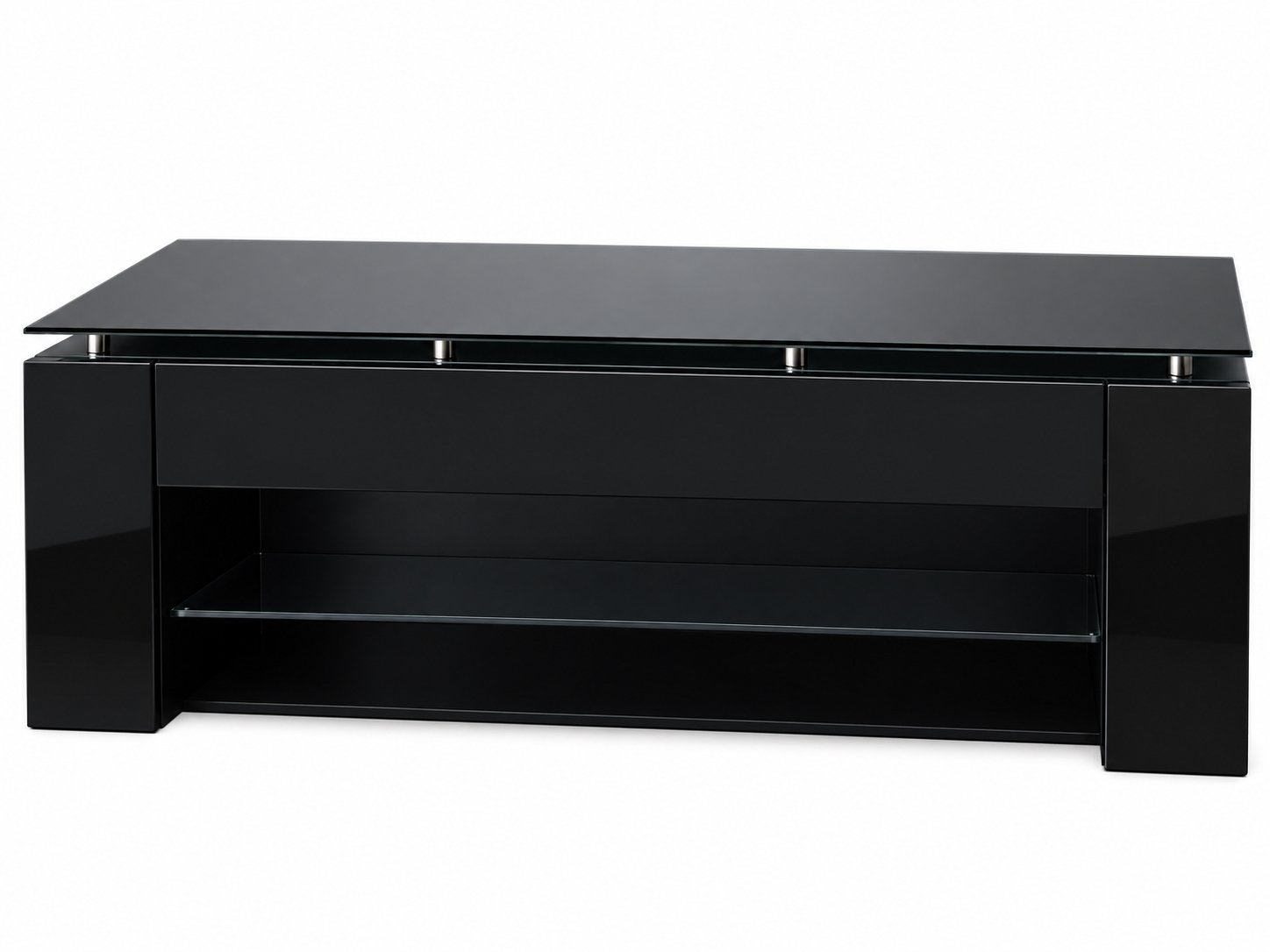Zwart TV-meubel met lades en opbergruimte - 120x42x43 cm, Ophalen, Gebruikt, 100 tot 150 cm, Minder dan 100 cm