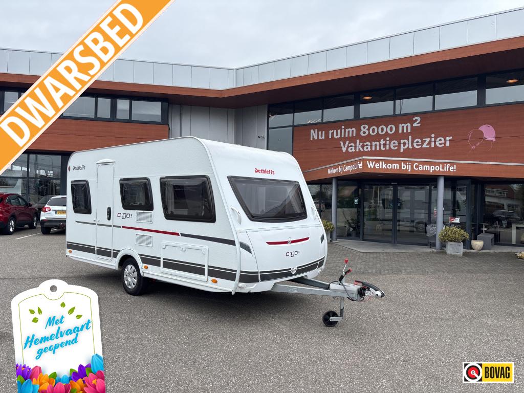 Dethleffs C'Go 415 QL NIEUWSTAAT EN NIEUWE TENT, Caravans en Kamperen, Schokbreker, 750 - 1000 kg, Dethleffs, Dwarsbed