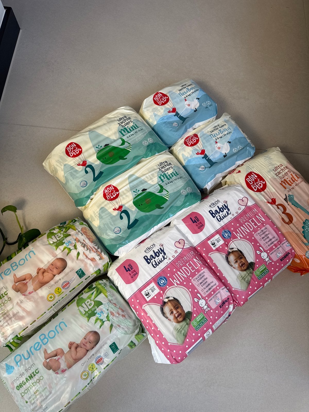 Diverse luiers: Bon Bébé, PureBorn, Elkos Baby Glück, Ophalen of Verzenden, Nieuw