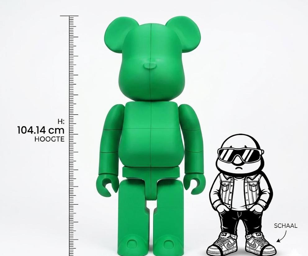 Groene Bearbrick-style 3D print – uniek decoratiestuk, Ophalen of Verzenden, Nieuw, Dier