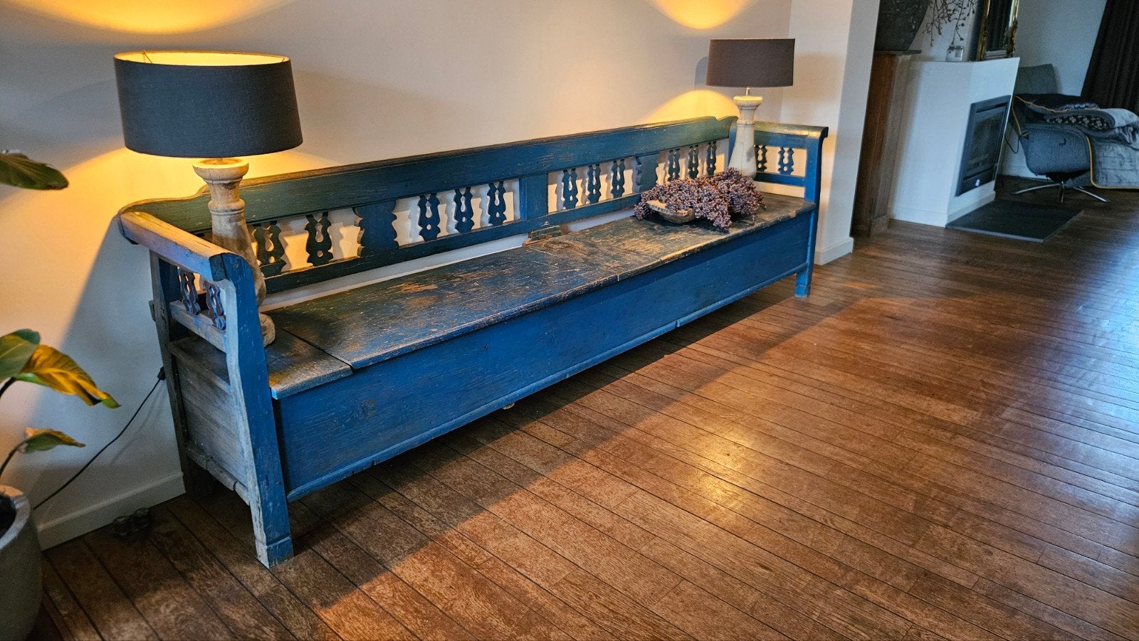 Prachtige Zweedse vintage klepbank,, Ophalen