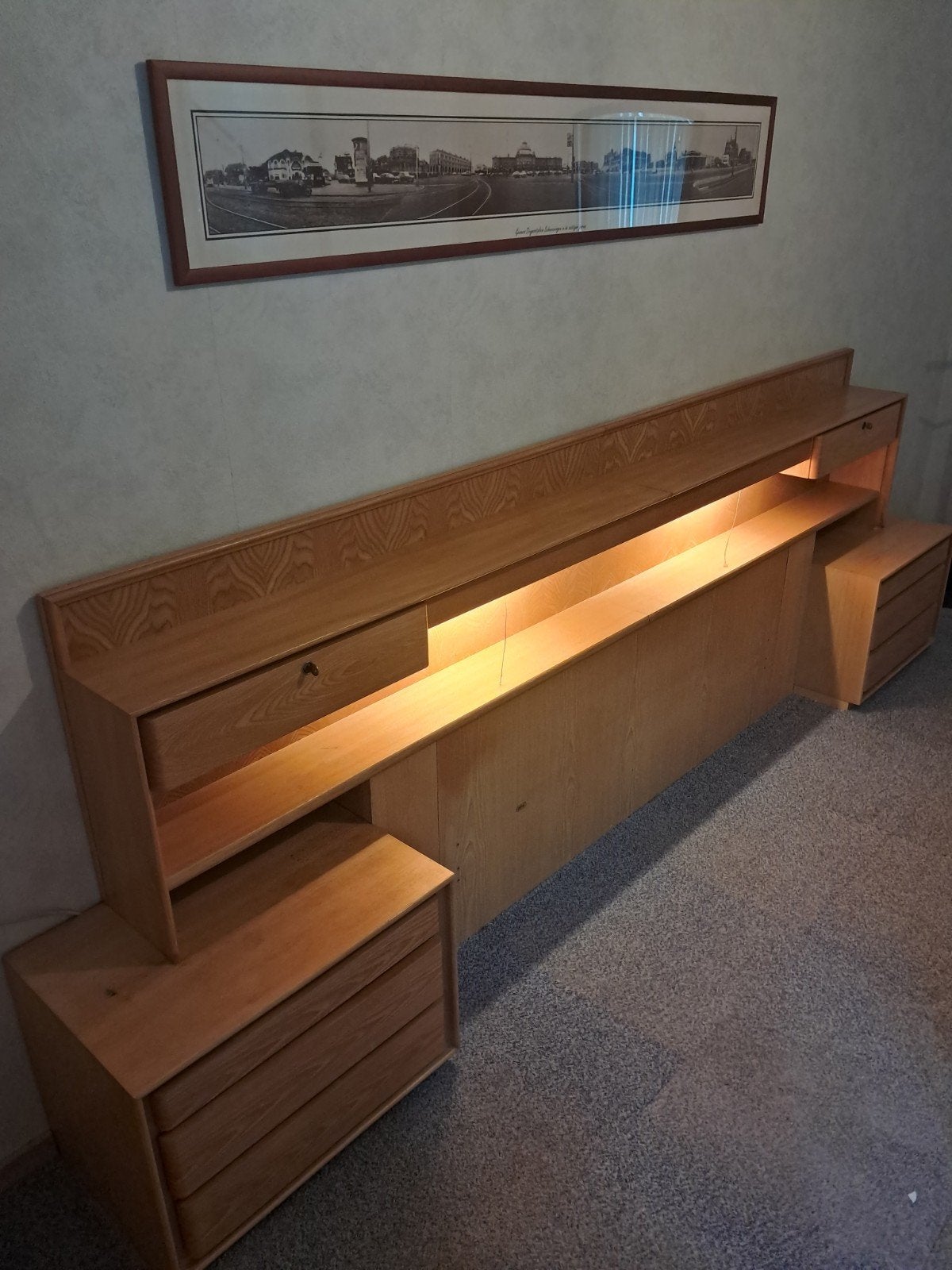 Bed achterwand voor 180 cm breed bed eiken zeer degelijk!, Gebruikt, Tweepersoons, Ophalen of Verzenden, 180 cm