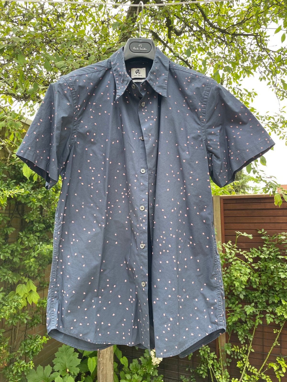 Paul Smith overhemd met hartjesprint, maat L, Kleding | Heren, Ophalen of Verzenden, Zo goed als nieuw, Blauw, Halswijdte 41/42 (L)