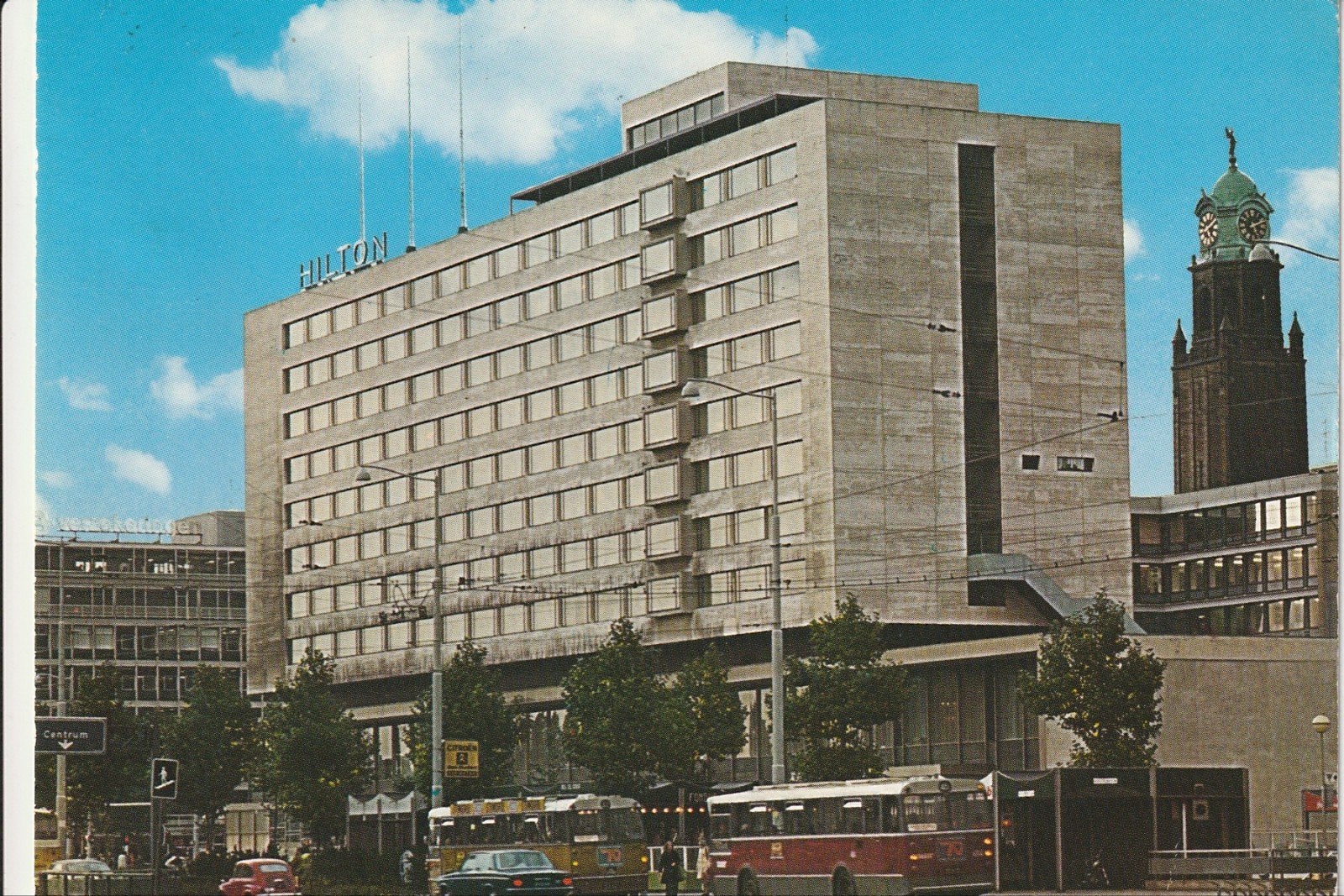 ROTTERDAM WEENA HILTON HOTEL LEYLAND + DAF HAINJE BUSSEN, Verzamelen, Ophalen of Verzenden, 1960 tot 1980, Gelopen, Zuid-Holland