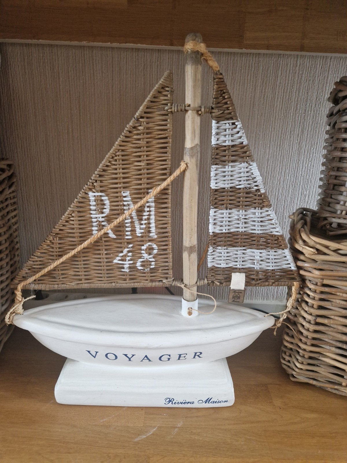 Riviera Maison 'Voyager'  zeilboot, Ophalen, Meerkleurig, Natuurlijk materiaal, Landelijk