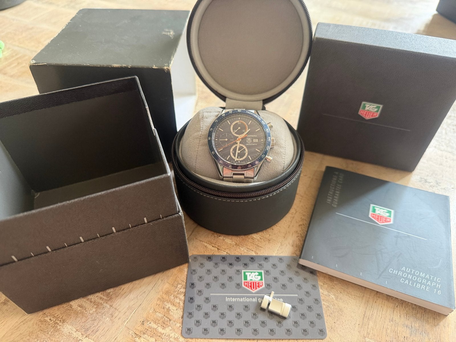 TAG Heuer Carrera Calibre 16 CV2015  Automaat, Staal, Polshorloge, Ophalen of Verzenden, Zo goed als nieuw