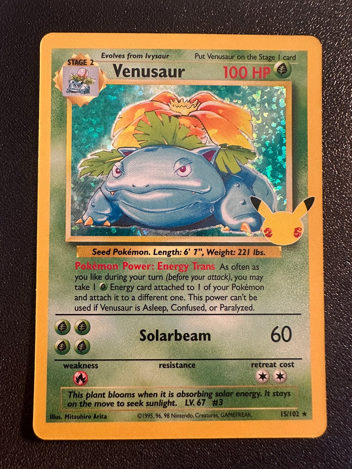 Venusaur holo celebrations (nm), Ophalen of Verzenden, Zo goed als nieuw, Losse kaart