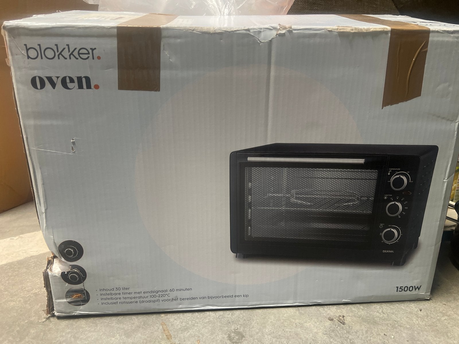 Blokker Oven 30L met Rotisserie en Timer - 1500W, Ophalen, Minder dan 45 cm, Nieuw, Blokker