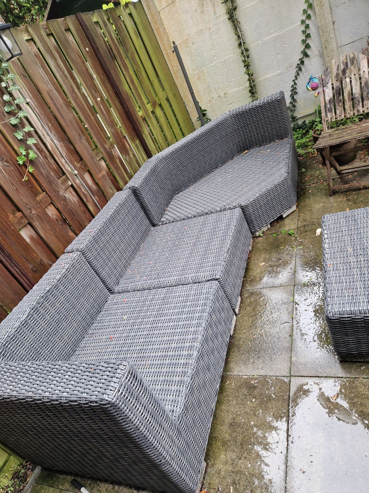 Loungebank met kussens - Grijs Wicker, Tuin en Terras, Ophalen, Gebruikt, Loungeset, Wicker