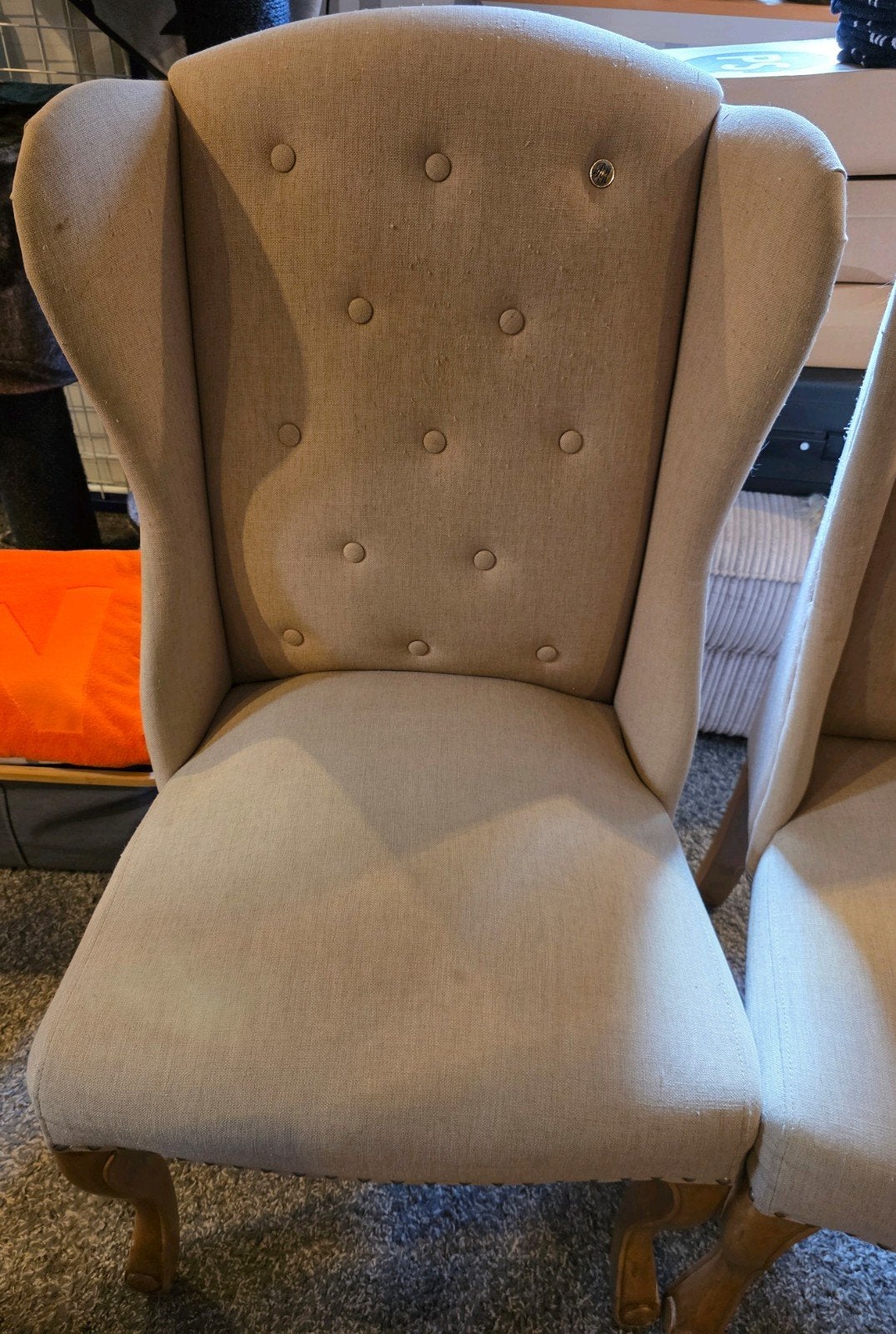 2x Riviera maison stoelen gebruikt maar wie maken we er blij, Huis en Inrichting, Ophalen, Gebruikt, 75 tot 100 cm, 50 tot 75 cm