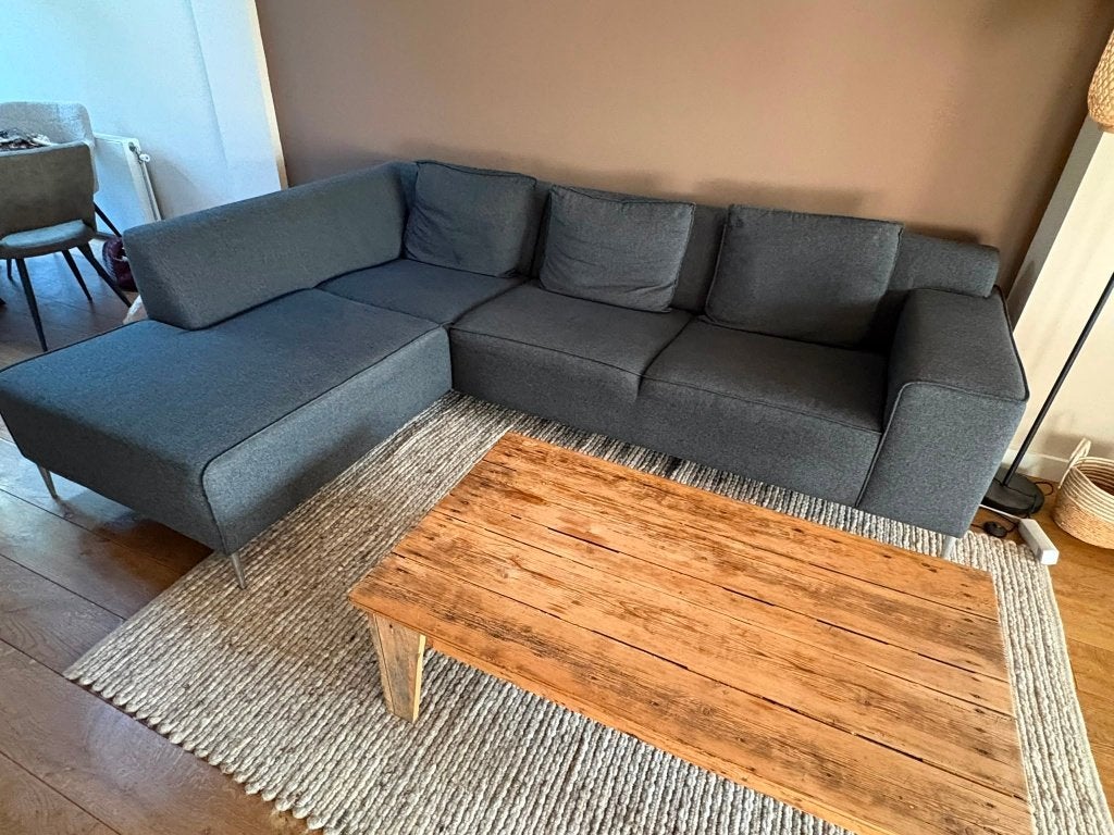 Te koop: Antraciete hoekbank (3 zits), Ophalen, 250 tot 300 cm, Gebruikt, Hoekbank