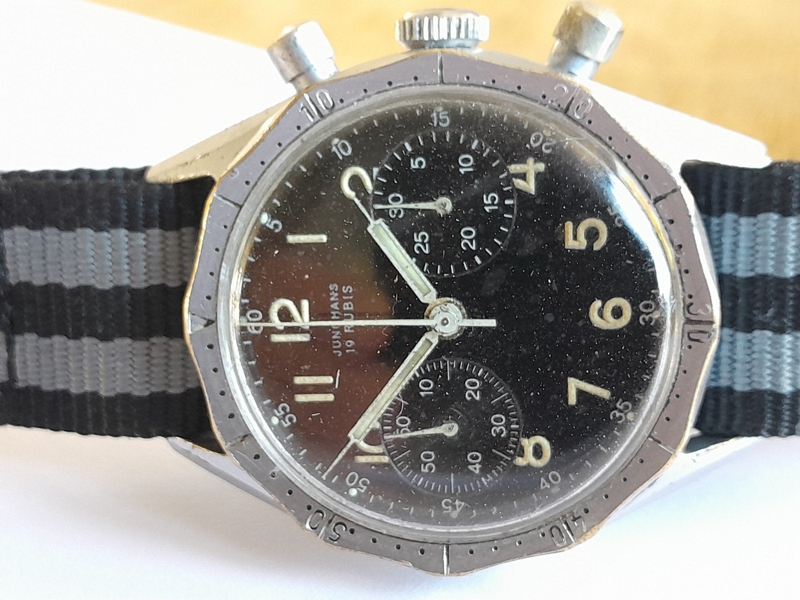 Junghans Flieger bundeswehr uhr volledig origineel 1959, Ophalen of Verzenden, Staal, Overige merken, 1960 of later