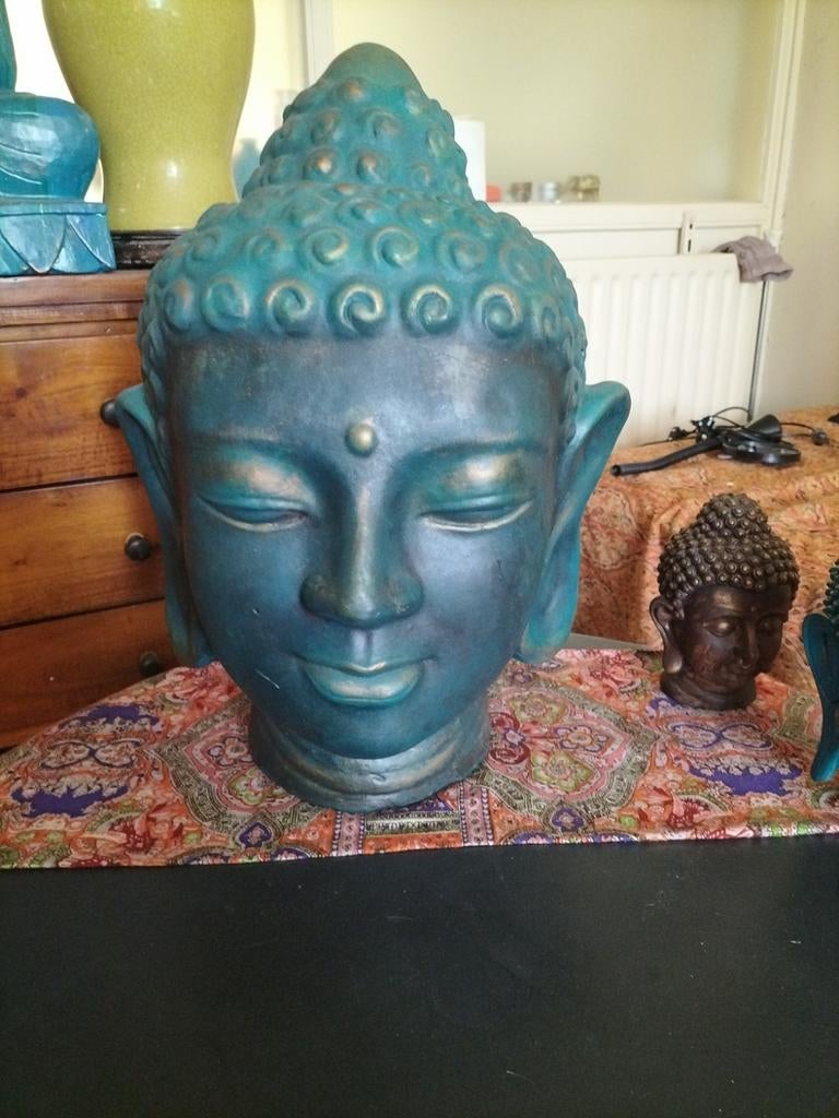 Mooie handbeschilderde Buddha hoofden, Antiek en Kunst, Ophalen