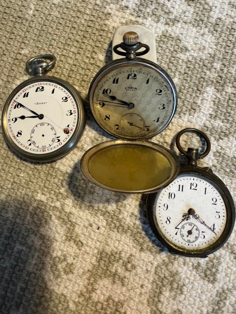 3 oude zakhorloges, Overige merken, Zakhorloge, Staal, 1960 of later