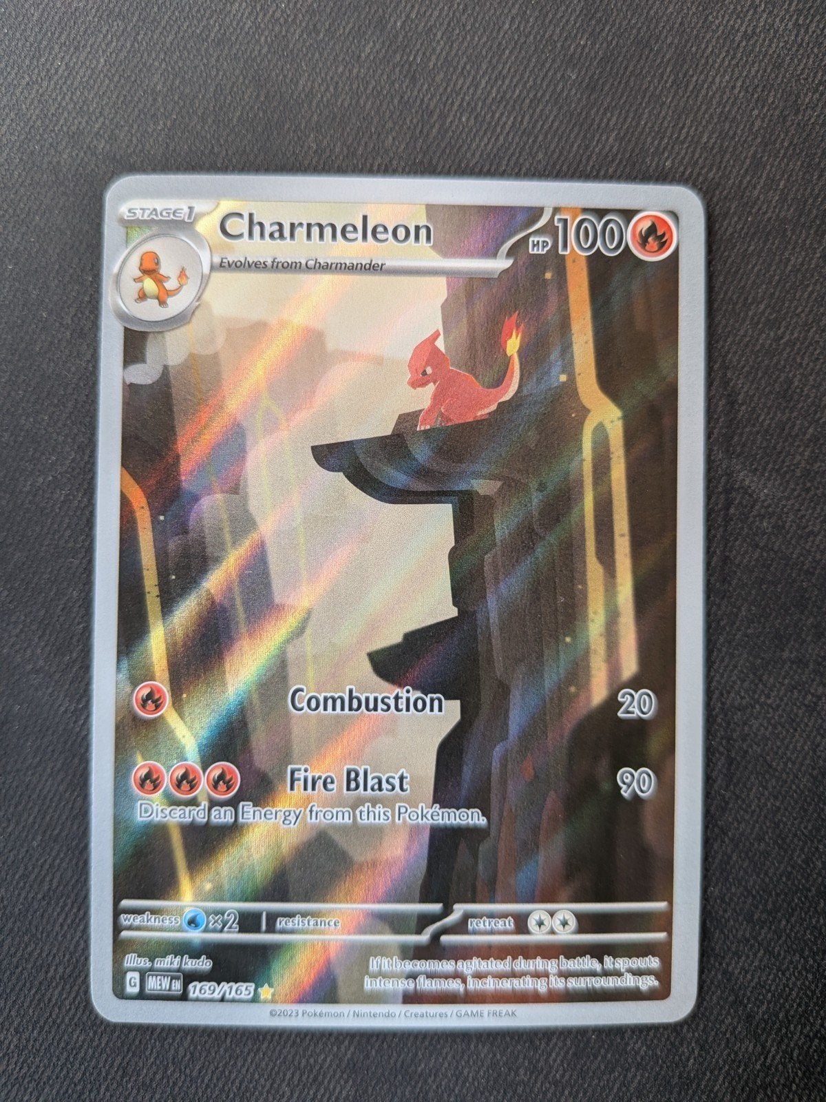 Charmeleon 169/165 Mew EN Pokemon kaart, Ophalen of Verzenden, Zo goed als nieuw, Losse kaart