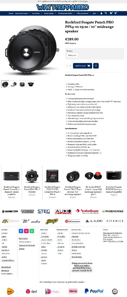 Rockford Fosgate Punch PRO PPS4-10 25cm/10'' Speaker, Audio Design, Nieuw, Am Breilingsweg 3, 76709 Kronau, Duitsland, Ophalen of Verzenden