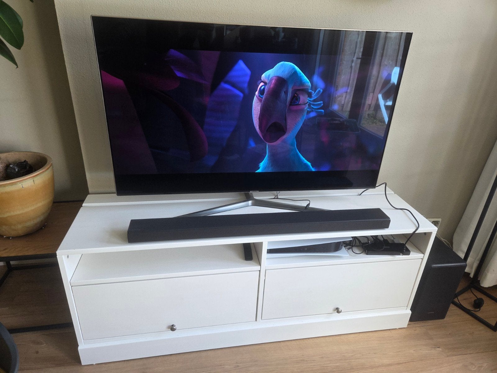 Wit TV-meubel met opbergruimte Ikea Havsta, Ophalen, Gebruikt, 150 tot 200 cm, Minder dan 100 cm